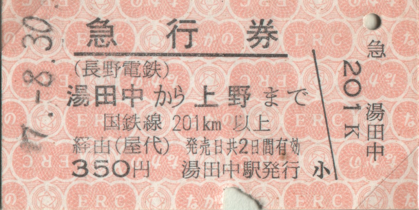 長野電鉄急行券